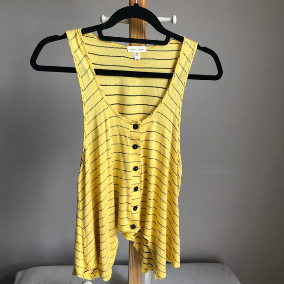 Silence + Noise yellow black stripe cropped tank - Picture 3 of 5